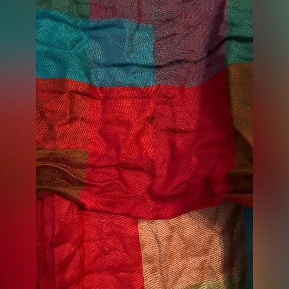 Water Pashmina Multicolored Check Pattern Scarf Shawl - Picture 3 of 4